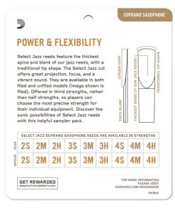D'Addario Select Jazz Soprano Sax Reed Sampler Card