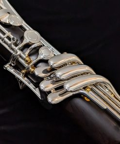 Backun Bass Clarinet - Model Q Grenadilla Wood, Low C, Silver Keys & Gold Posts - Right Hand Pinky
