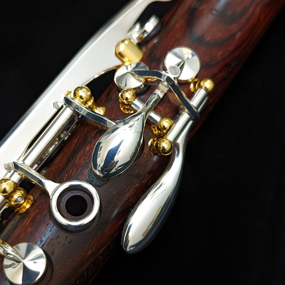 Backun Model Q Cocobolo Wood Clarinet - Silver Key, Gold Post - A Keys