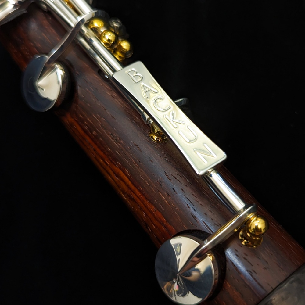 Backun Model Q Cocobolo Wood Clarinet - Silver Key, Gold Post - Brace