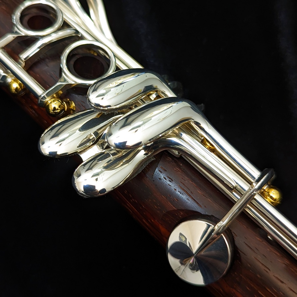 Backun Model Q Cocobolo Wood Clarinet - Silver Key, Gold Post - RH Pinky