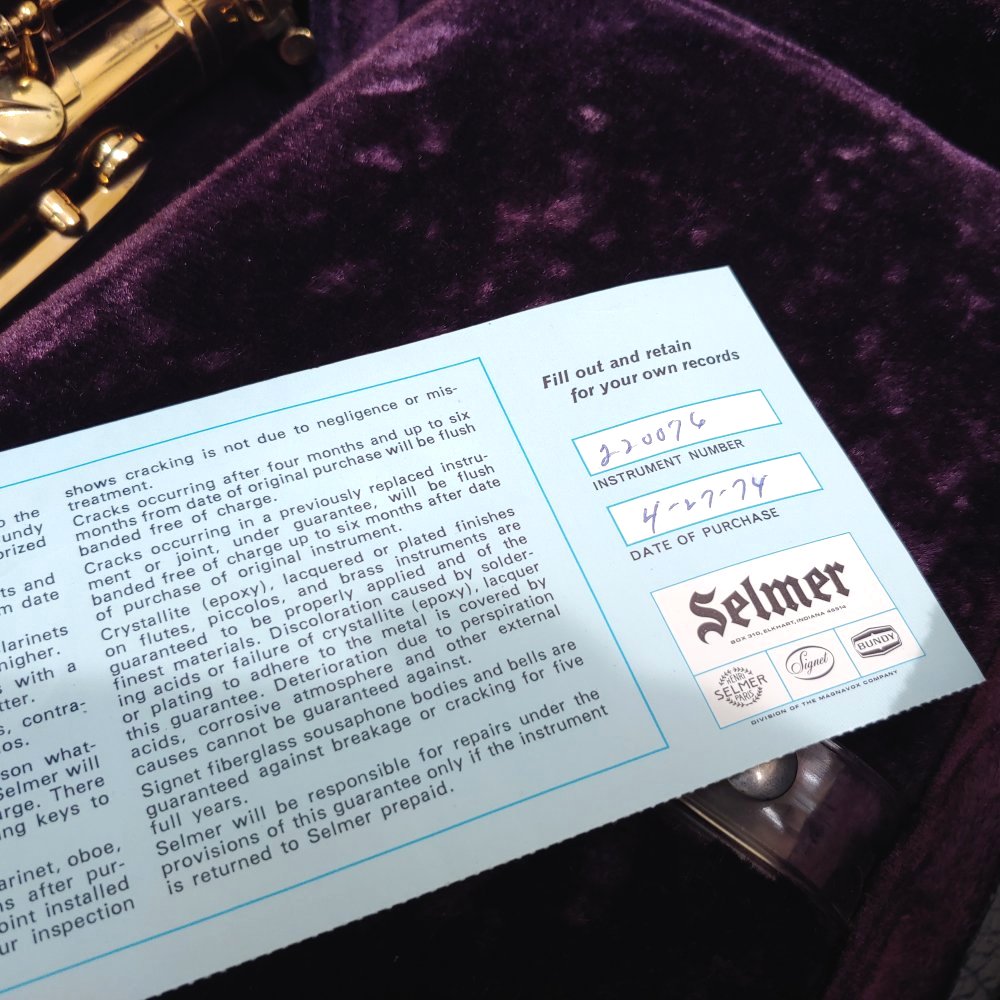 1974 Selmer Paris Mark VI Tenor Sax #220,076