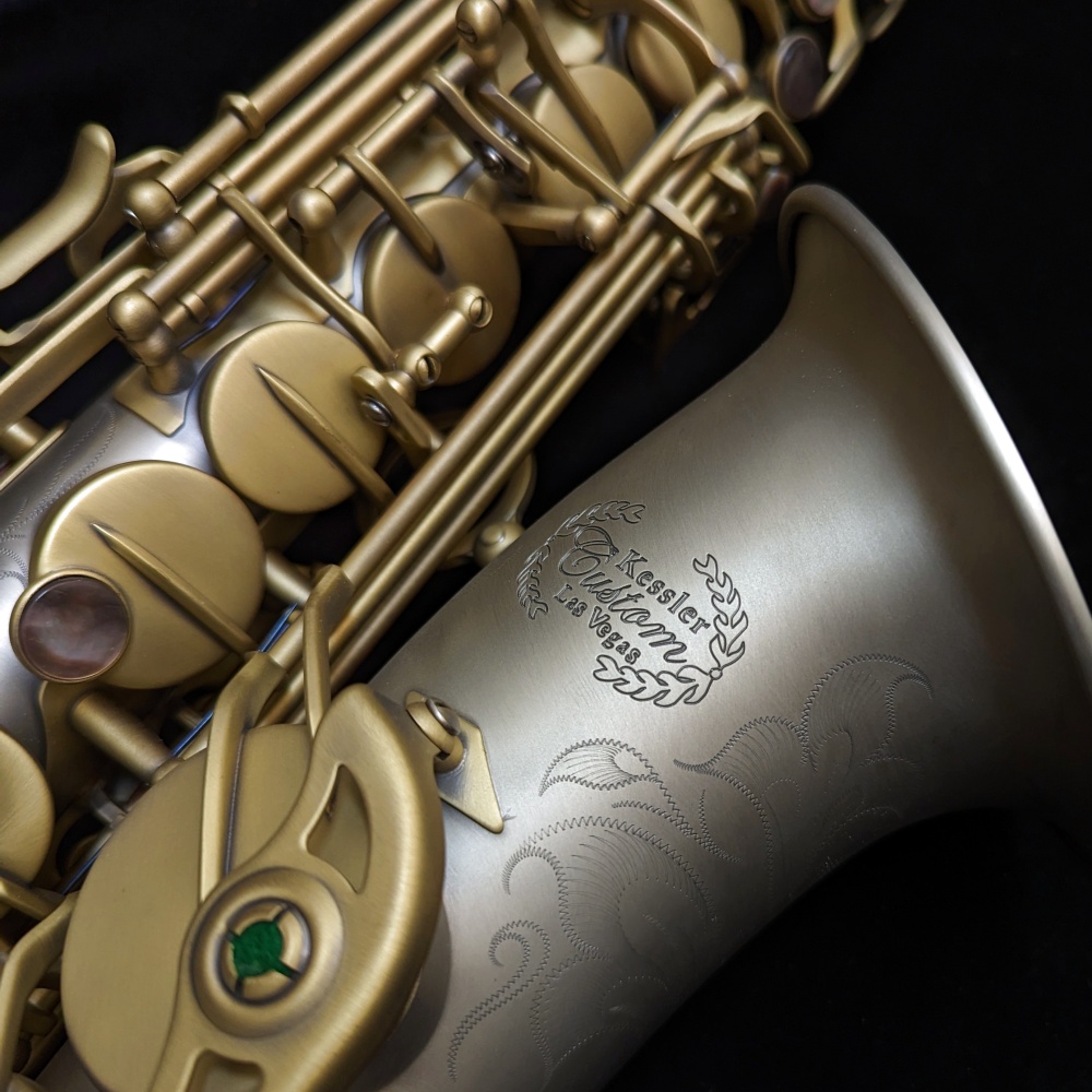 Lightly Used Kessler Custom 'Handmade NS' Alto Sax - Nickel Silver - logo